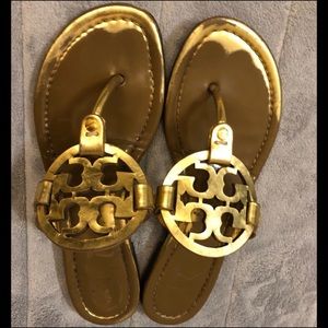😍Tory Burch Miller Metallic Gold Sandals😍